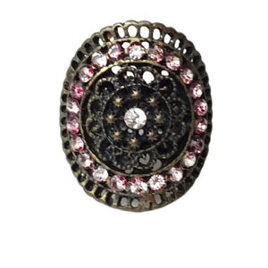 Medallion Pink Rhinestone Stretch Ring